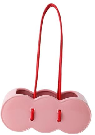KESOTO Florero para Bolso de Mano, florero de cerámica con Forma de Bolso, Moderno con asa, florero para Bolso Central, nórdico para decoración del hogar del, Rosa