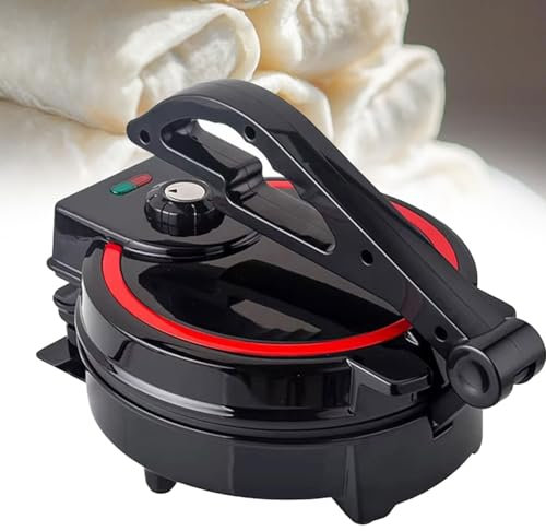 JODAIS Machine à chapati électrique, Machine à roti de 8 Pouces avec Affichage Lumineux, Presse à Tortilla avec revêtement antiadhésif, contrôle de la température 0-240 ℃ pour Les Maisons,