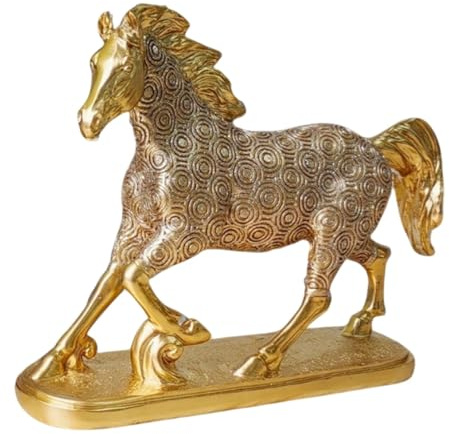 Goldener Reichtum Figur Harz Kunst Figur Deko Skulptur Reichtum Symbol Figur für Büros Ornament für Hochzeit Elegante Skulptur für Zuhause Glückspferd