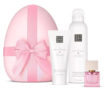 RITUALS Set de Regalo de Huevo de Pascua para Mujer The Ritual of Sakura (Flor de Cerezo): Crema Corporal, Espuma de Ducha y un perfume en esta Lujosa Caja de Regalo en Forma de Huevo