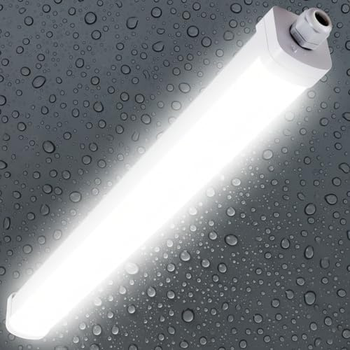 LEZOE LED Feuchtraumleuchte 150CM IP66 Wasserdicht, 40W 5600Lm (140Lm/W) Bürodeckenleuchte, LED Deckenlampe Feuchtraum Röhre für Bad Balkon Diele Lager Keller Garage Garten Werkstatt Küche 4000K