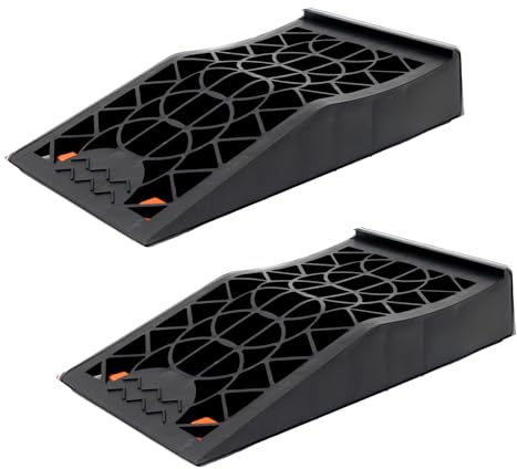 TRUTZHOLM 2 x Auffahrkeil Stufenkeil Ausgleichskeil mit Überfahrstopper 42 x 23 x 8 cm Kunststoff hochbelastbar 5 t Tragkrfat für Wohnmobil Camper PKW SUV rutschfester Keil