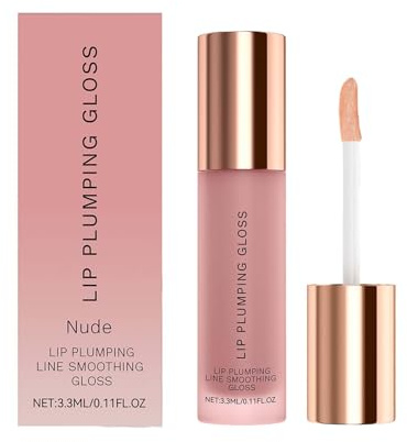 Lip Plumper Gloss, Lip Plumping Line Smoothing Gloss, Lipgloss, Metallic Lipstick for Flat, Dull and Dry Lips, Long-Term Plumping, Softening And Hydrating (B)