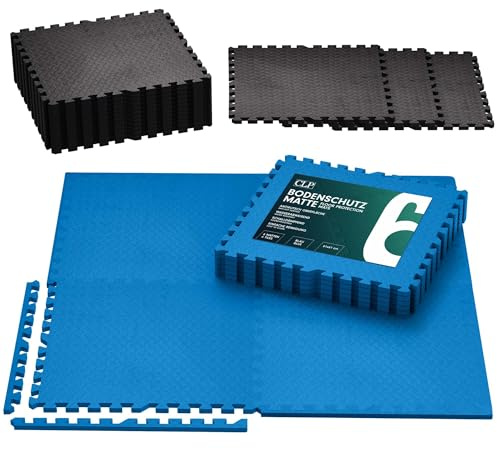 CLP Bodenschutzmatte Fitness 60x60 cm groß extra dick 6er Set Puzzlematte, rutschfeste Schutzmatten für Pool, Fitnessraum und Boden, Farbe:schwarz