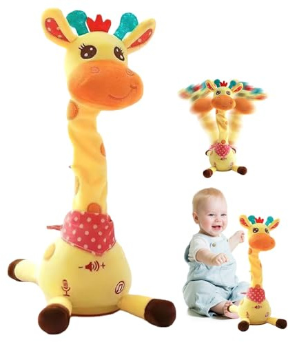 35cm Dancing Giraffe Toy, Interactive Giraffe Stuffed Animal Toys, Dancing & Singing & Talking & Recording & Repeat Educational Giraffes Toys, Safe Soft Plush Giraffes Toy Gifts for Kids Toddlers