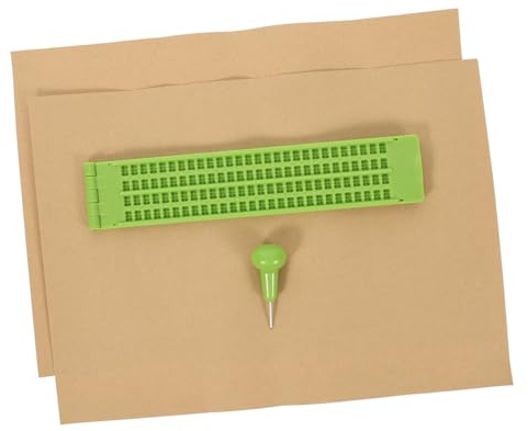SOIMISS Tavoletta Braille con Punteruolo in Plastica Resistente e Flessibile, 27 File e 30 Spazi, Set Completo per Scrittura Braille per Non Vedenti