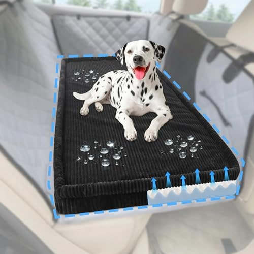 Loiion Auto Hundebett Mittelgroße, Hunde Rückbank rutschfest, Schwarz | Hundekissen für Auto Rückbank, Abnehmbar Waschbar Weich Komfortabel Rutschfeste Hundematte Haustierfreundlich 127×62,5x5cm