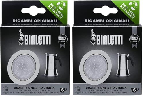Bialetti Ricambi, Includes 1 Gasket and 1 Plate, Compatible with Venus, Kitty, Musa and Class (6 Cups), Grey (Lot de 2)