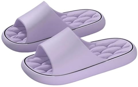 Massagetofflor damtofflor halkfria läckande badrum vardagliga strandskor för män mjuka sulor par platta sandaler (lila, 42-43)
