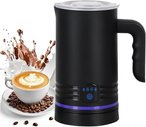 Electric Milk Frother, 430 ml Stainless Steel Milk Frother, Non-Stick Coating, Warm and Cold Milk Foam for Cappuccino, Latte, Mocha, Macchiato, Milk Cooker