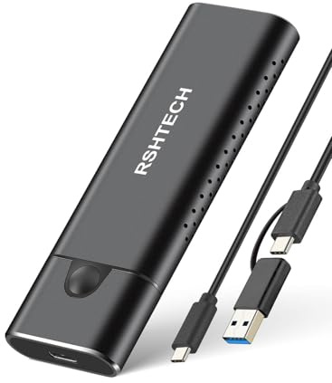 RSHTECH M.2 NVMe/SATA SSD Enclosure for 2242/2260/2280 SSDs | 10Gbps Aluminum M2 Caddy, Tool-Free USB-C/A 3.2 to M.2 PCIe NVMe Adapter (2026 Updated Version, RSH-329, Black)