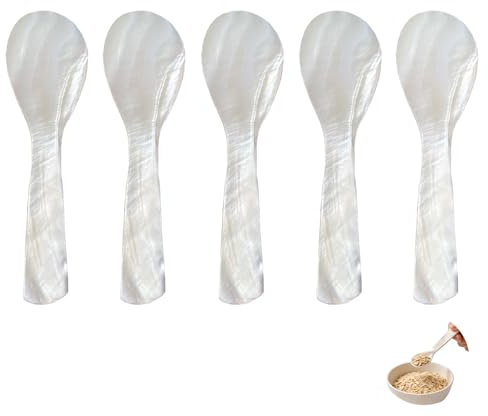 5 cucchiai per uova in madreperla, cucchiaio per caviale, per caffè, sale, zucchero, torte, marmellata, caviale, gelato, kiwi, uova, 8 cm