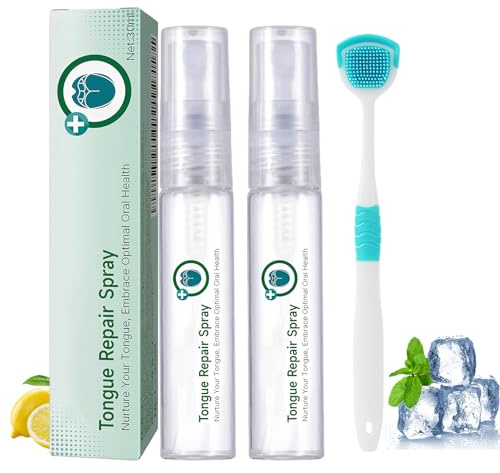 2 Pièces Spray De Réparation De La Langue Avec Brosse, Pour Une Bonne Hygiène Buccale Et Une Haleine Fraîche, Spray Soins Bucco-Dentaires Pour La Langue Blanche Et La Bouche Sèche (30 Ml)