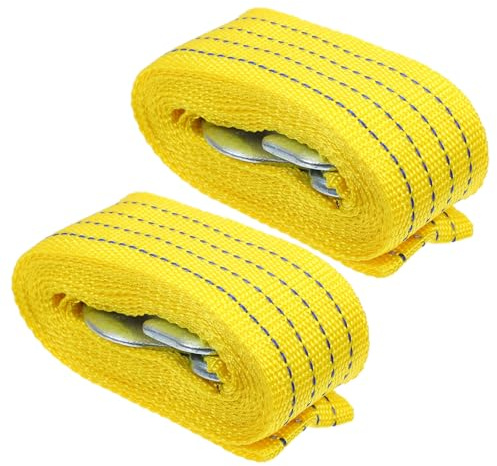 SWETRACE Cuerda de Remolque para Coche 3 M, 2 Piezas, Correa de Nailon Resistente con Ganchos Metálicos para Camiones y Vehículos, Correa de Tracción Fuerte y Duradera para Emergencia y