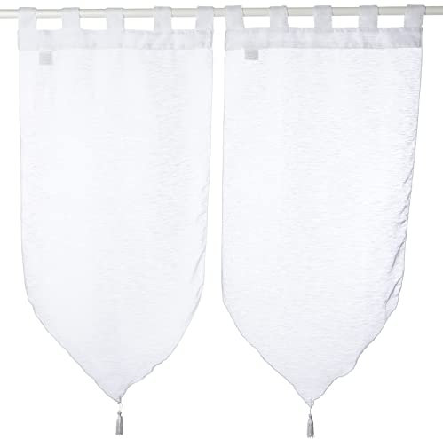 Douceur D'Intérieur - 1622758, Tendaggio Fiocco Con Passanti , 2 X 45 X 90 Cm , Lissea , Velo Sabbia , Bianco