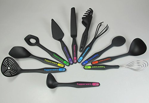 Tupperware Set di Utensili da Cucina, 11 Pezzi, Senza Plastica, Nero