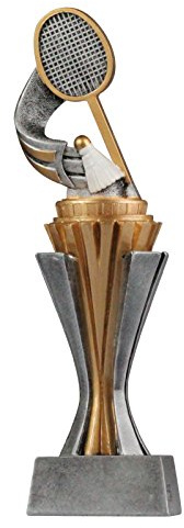 pokalspezialist Pokal Trophäe Federball/Badminton mit Sockel in Gold/Silber Größe S, M und L