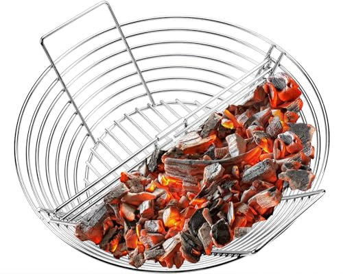 Replacement Kamado Classic Joe Charcoal Basket, Lump Ash Basket Fits Big Green Egg Grill, Large - Stainless Steel Holder With Divider. Smoking Accessories for 18 Grills