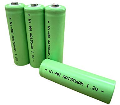 Dunamis 4pk Rechargeable Solar Light Batteries 1.2v NiMH AA 150mAh - Suitable for Outdoor Garden Solar Lights Only ……(4pk, AA 150mAh - Green Cell)
