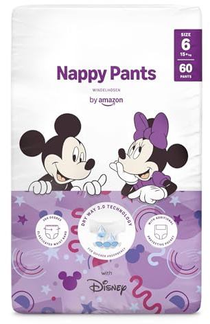 by Amazon pañales de aprendizaje Disney, talla 6 (más de 15 kg), 60 unidades, blancos (anteriormente de la marca Mama Bear, mismo producto)