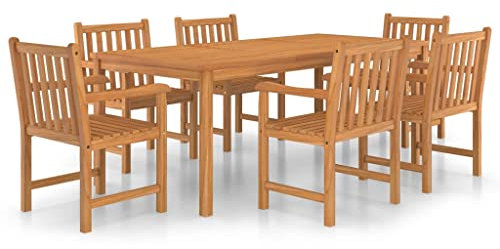 vidaXL Teak Wood Solid trädgård matsal set 7 st uteplats bord och stolar trädgård lounge middagsmöbler utomhus terrass