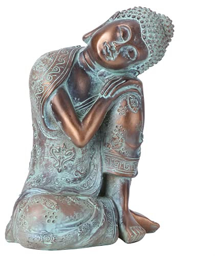 Jingyig Mandala Skulpturen, Buddha Statue Figur Meditation Dekor Bronze Farbe Rostfreie Skulptur Dekoration für drinnen/draußen für Gartenhof