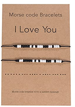 CheersLife 2 Stück Ich Liebe Dich Morsecode Armbänder Für Frauen Paare | Freundschaft Schwester Passende Beziehung Perlenarmband Schmuck Mädchen Jungen Männer Mutter Tochter Valentinstag Geschenke