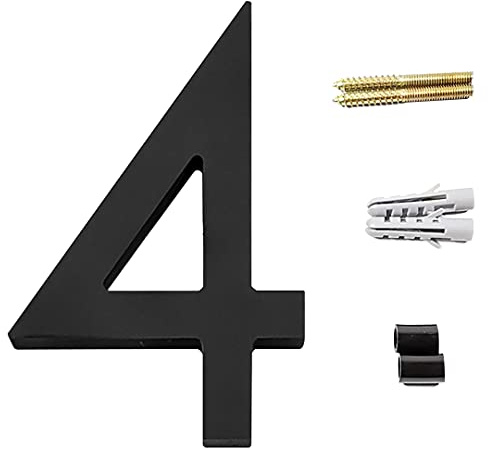 Zayookey Fluttuante Numero di Casa Nero Numero Civico Galleggiante Esterno Moderno Porta Numeri Indirizzo Floating House Number 12 cm (Door Number 4)