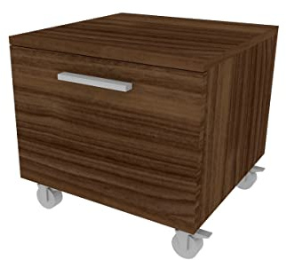 MOBILFINO CAMERETTE 720C - Commode à roulettes L 45 et 1 tiroir h.32, avec Guides à Fermeture Lente 45x45x44 (LxPxH) - Noyer Canaletto