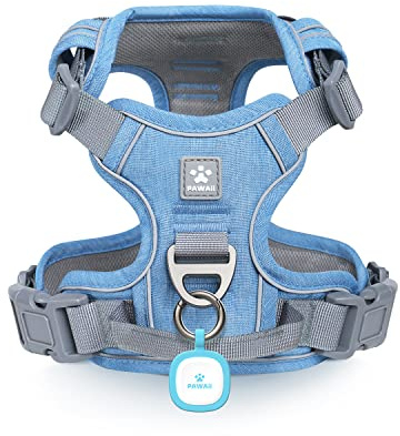Pawaii No Pull Dog Harness with Pet ID Tag,Reflective Strips No Choke Front O Ring Breathable Mesh Adjustable Soft Padded Pet Vest with Easy Control Handle for Small Dogs