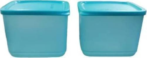 Tupperware Cubix - Recipiente para frigorífico (plástico, 1000 ml, 2 unidades), color azul