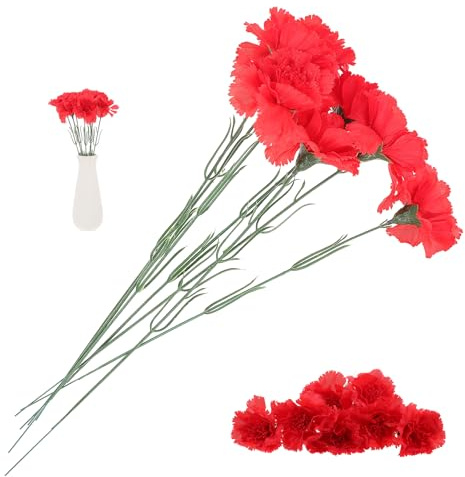 ABOOFAN 7 Künstliche Nelken Rot 37 cm Lange Seidenblumen Realistische Simulierte Nelken Für Wohnaccessoires Und Blumensträuße Perfekt Für Dekoration Und Muttertag
