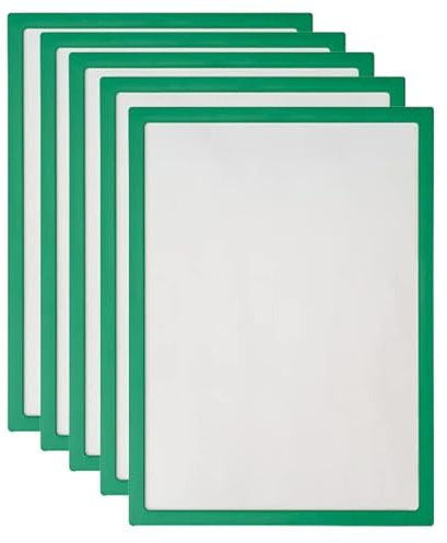 VKF Renzel GmbH Vorteilspack 5x Plakatrahmen DIN A4 - Infotafel - Bilderrahmen - 6 Farbvarianten - inkl. entspiegelter PVC-Abdeckfolien (grün ähnl. RAL 6024)