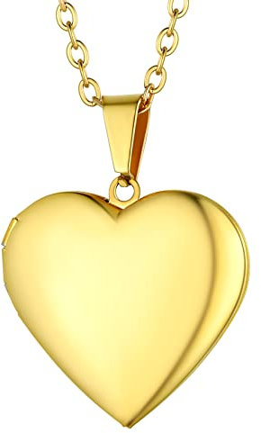 Supcare Herz Medaillon aufklappen mit Geschenkbox Öffnen Medaillon Damen Gold Locket Necklace Glänzend Kette Foto Halskette mit Anhänger Kettenanhänger Personalisiert Schmuck für Geburtstag