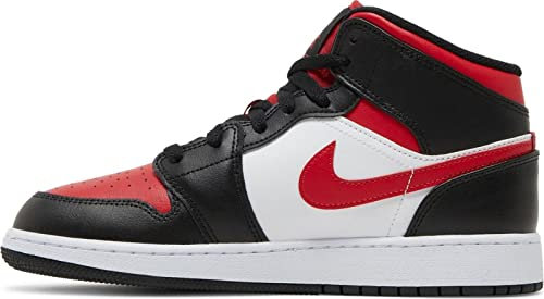 Nike - Air Jordan 1 Mid GS - 554725079 - Farbe: Rot-Schwarz - Größe: 37.5 EU
