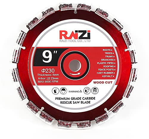 Raizi 230mm Profi Hartmetall Gehärtete Trennscheibe WoodCut für Wurzeln Plastikrohre Dachbahnen Zaunpfahle Hartgummi Asphalt