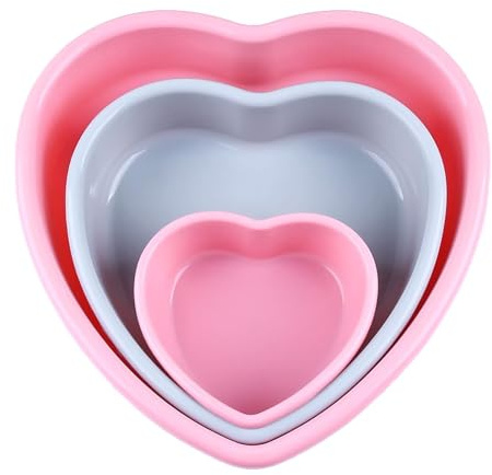 Rhoxshy 3 PCS Silicone Heart Cake Molds for Valentine's Day 10 Inch 8 Inch 5 Inch Nonstick Heart Shaped Cake Pans for Cheesecake and Brownies - Baking Gift for Loved Ones