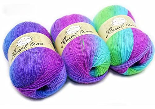 1 gomitolo di lana per uncinetto, 1 gomitolo di lana batik con gradiente di colore, multicolore, 100 g, per calze, cappelli, sciarpe, maglioni