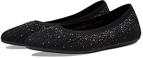 Skechers Women's Cleo 2.0-Glitzy Daze Ballet Flat, Black, 10, 7 UK