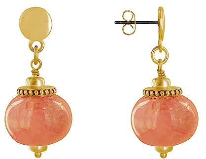 LES POULETTES BIJOUX - Goldenes Metall Nägel Ohrringe und Große Keramik Perlen - Orange