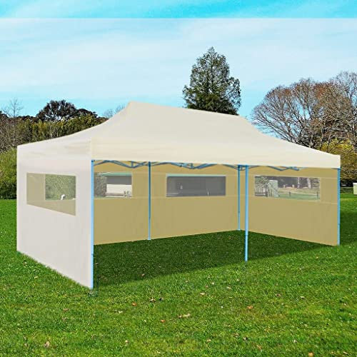 HOMIUSE Pop-Up-Partyzelt Faltbar Creme 3x6 m Pavillon Gartenlaube Verkaufsstand Faltpavillon Gartenpavillon Party Zelt Pavillion Klappbar Pop Up Pavillon Faltbar