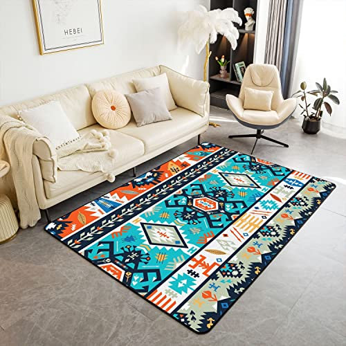 Homewish Tappeto Southwestern Area 150 x 200 cm per comodino camera da letto, tappeto da soggiorno dei nativi americani occidentali, tappeto con stampa azteca boho per bambini, adolescenti e adulti,