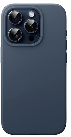 JETech Silikon Hülle für iPhone 15 Pro, Sturmblau | Seidig Weiches Gefühl, Stoßschutz, Kratzfest, Mikrofaser-Innenfutter
