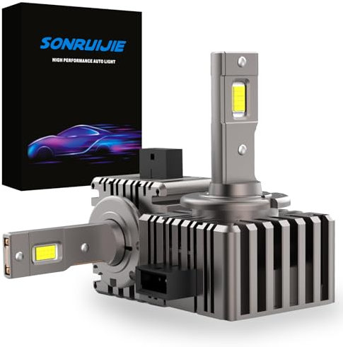 SONRUIJIE 2024 D1S LED Lampadine, 100% Canbus 120W (60W/Lampade) 24000LM 6000K, Sostituisci lampadine allo xeno HID OEM Plug and Play, 2 Pezzi