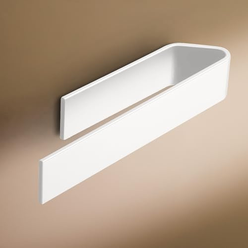 Design Hambourg Porte Serviette Salle de Bain sans Perçage | Porte-Serviette Auto-Adhésif | Porte Serviettes Murale À Coller | 22cm | Design Moderne Blanc Mat