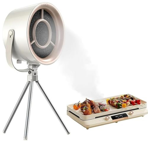 ERICAT Desktop Range Hood, Small Smoke Exhauster with Tripod, 3 Wind Speeds Adjustable and Detachable Aluminum Filter, 2 Ways To Use and Adjustable Bracket Height, for Kitchen Cooking, BBQ and Hotpot