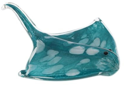Manta Rochen blau, Dekofigur aus Glas und Briefbeschwerer, Länge 15 cm