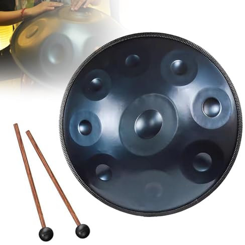 Handpan Trommel in d Moll 9/10/12Noten Professionelle Aufführung Trommel Instrument für Anfänger 432HZ/440HZ Stahlhandtrommeln(9NOTES-Blue,432HZ)