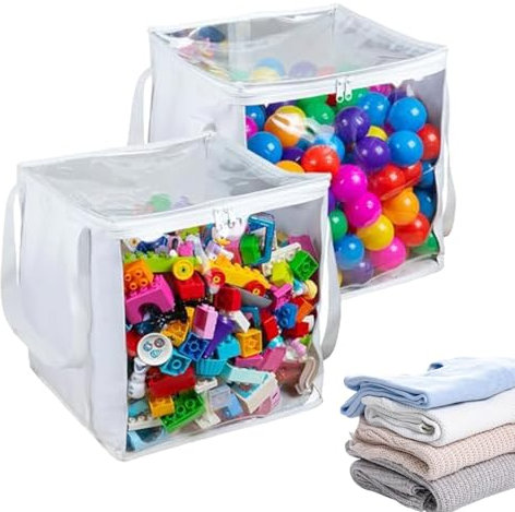 Sacs de rangement pour jouets, sacs de rangement transparents avec fermeture éclair | Organisateur de rangement pour 2 pièces sacs de rangement transparents,Rangement étanche pour jouets de baignoire,