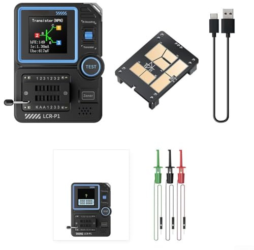 Oniissy LCR-P1 Multimetro digitale Transistor Tester Condensatore Resistenza Induttanza Meter con test diodi Zener 3,6 cm, adatto per testare vari tipi di transistor
